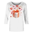 thumbnail image 5 of Valentine's Day Shirt Women 2025, Rose Print Tops, 3/4 Sleeve T Shirt Tops for Women Fashion Woman Casual Round Neck Printing Blouse 3/4 Sleeved T-Shirt Summer Tops, 5 of 5