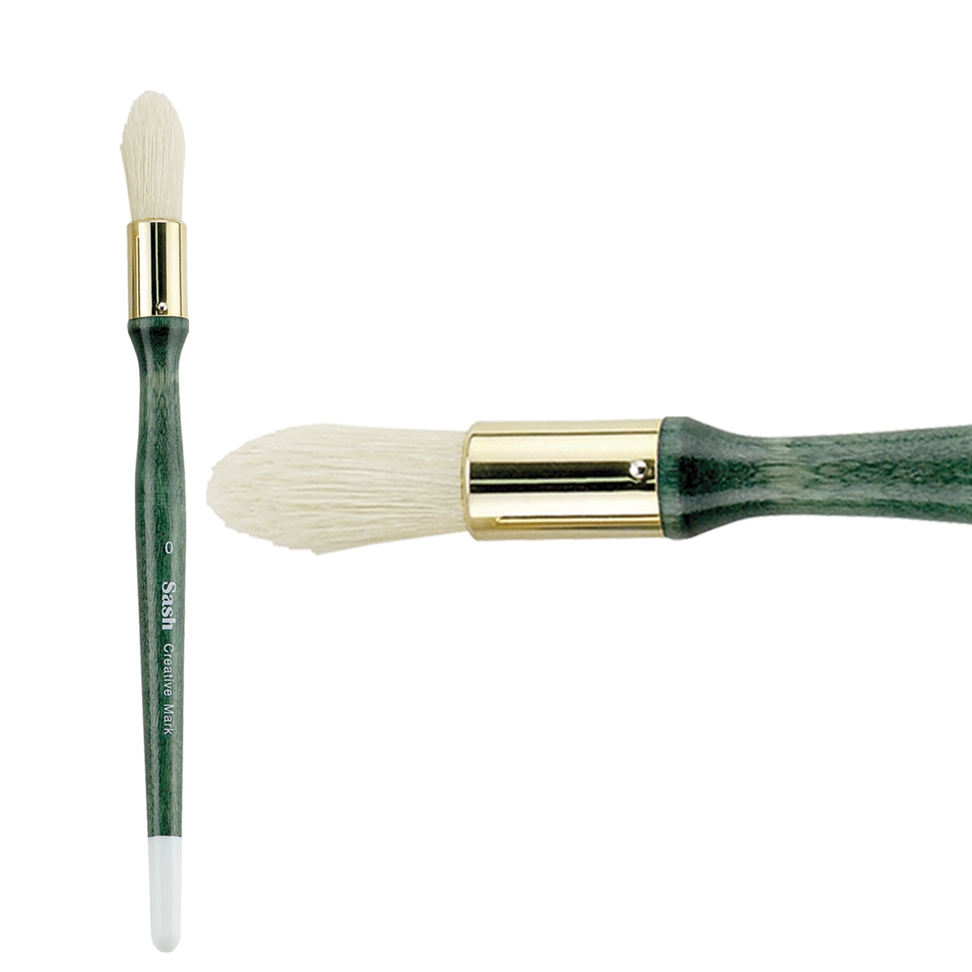 Creative Mark Jumbo Round Sash Brush Set of 3, #0 -3/4", #2 -1", #6 -1-1/4" Natural Bristle Trim and Mural Paint Brushes w/ Pure Chungking Bristles, Large Artist Paintings, Gold Plated Brass Ferrules