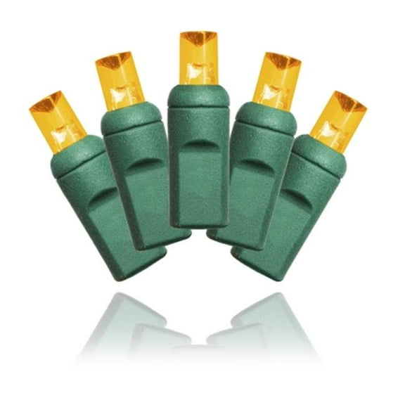 Winterland S-50MMOR-6G 5 mm. Conical Led, Amber 50 Lights, Green Wire - 5.5 in.