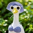 thumbnail image 5 of Lawn Goose Clothing, Porch Goose Bikini, 5-Piece Summer Porch Goose Outfit, Pvc Inflatable Swim Ring Set, 23X9 Inch Red Gingham Resin Goose Apparel with Sun Protection Hat and, 5 of 7