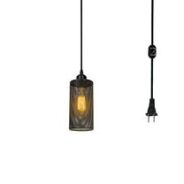 KAYYELAMP Black Column Hollow Iron Lampshade E26 Base Pendant Light Fixture 15 Feet Plug in Dimmer Cord Vintage Hanging Lamp for Kitchen Loft Dining Room(No Bulb)