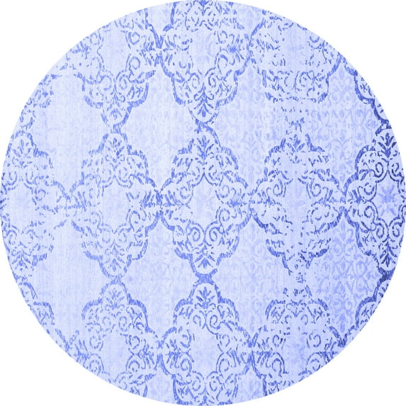 Ahgly Company Indoor Round Abstract Blue Contemporary Area Rugs, 3' Round