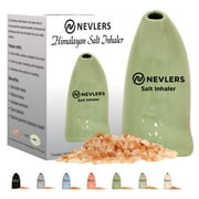 Nevlers Ceramic Salt Inhaler with Pure Himalayan Pink Salt | Asthma and Allergy Relief | Green | 2 Fills of Salt Included