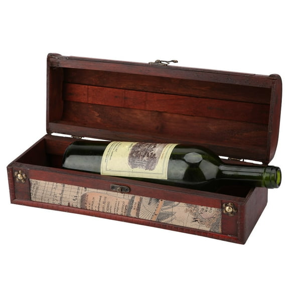 Domqga Wood Wine Box, Vintage Wooden Red Wine Champagne Single Bottle Packing Storage Box Wedding Birthday Gift, Wooden Wine Storage Box