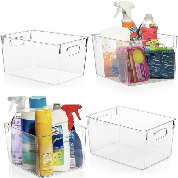 ZHOHO TANT Stackable Clear Plastic Storage Bins, Pantry & Fridge Organizers, Kitchen & Bathroom Storage Containers