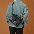 thumbnail image 5 of Bolso bandolera de cuero PU para hombre Vintage, bolsos pequeños con múltiples bolsillos (negro), 5 of 5