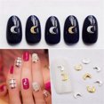 thumbnail image 2 of 100 Uds Nail Art Rhinestone AB taladros forma de media luna decoración pegatina DIY manicura oro, 2 of 2