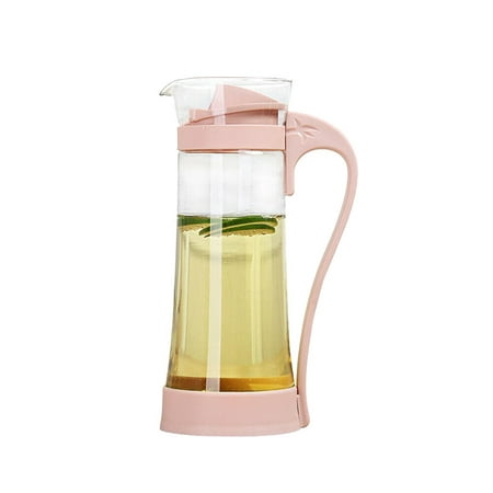 

NUOLUX 1200ml Transparent Glass Cold Water Pitcher Juice Pot Tea Kettle for Storing and Serving Beverage (Pink)