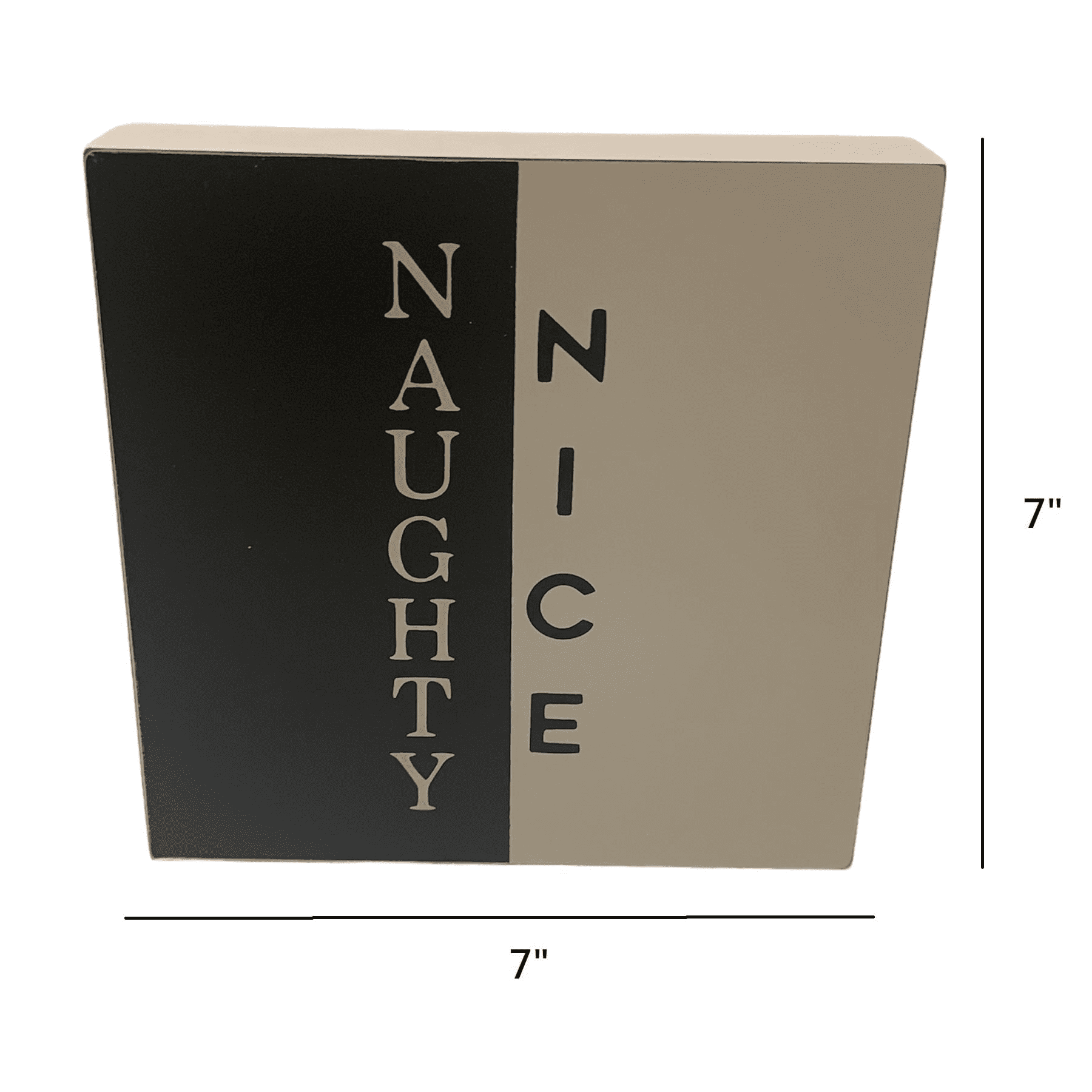Holiday Time Black & White Wooden Block Accent Tabletop Décor. 7" x 7"