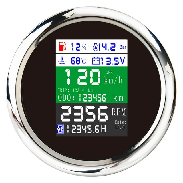 6 In 1 Multi-functional Gau Car Boat GPS Speedometer Digital LCD Tachometer Fuel Level Gau Water Temp Oil Pressure Meter