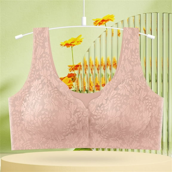 WCJM Women's cotton Red nylon underwear Thin Laceless Steel Ring Comfortable Breathability Underwear Large Size Brater Buckle Female Bra Deep V Neck Vest Bralette Wireless Seamless Bra