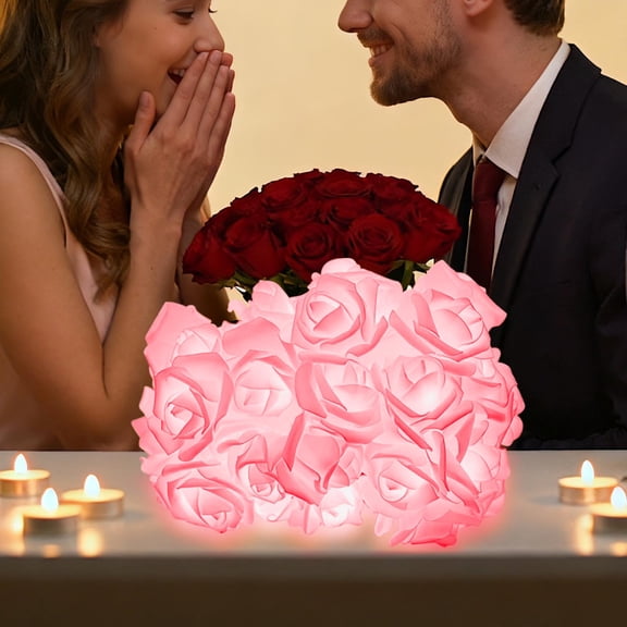 Eespoir LED Rose Flower String Lights, Battery Operated Rose Lights, Fairy String Lights for Decoration, For Bedroom Canopy, Wedding Backdrop, Party Decor, Garden Patio(Pink)