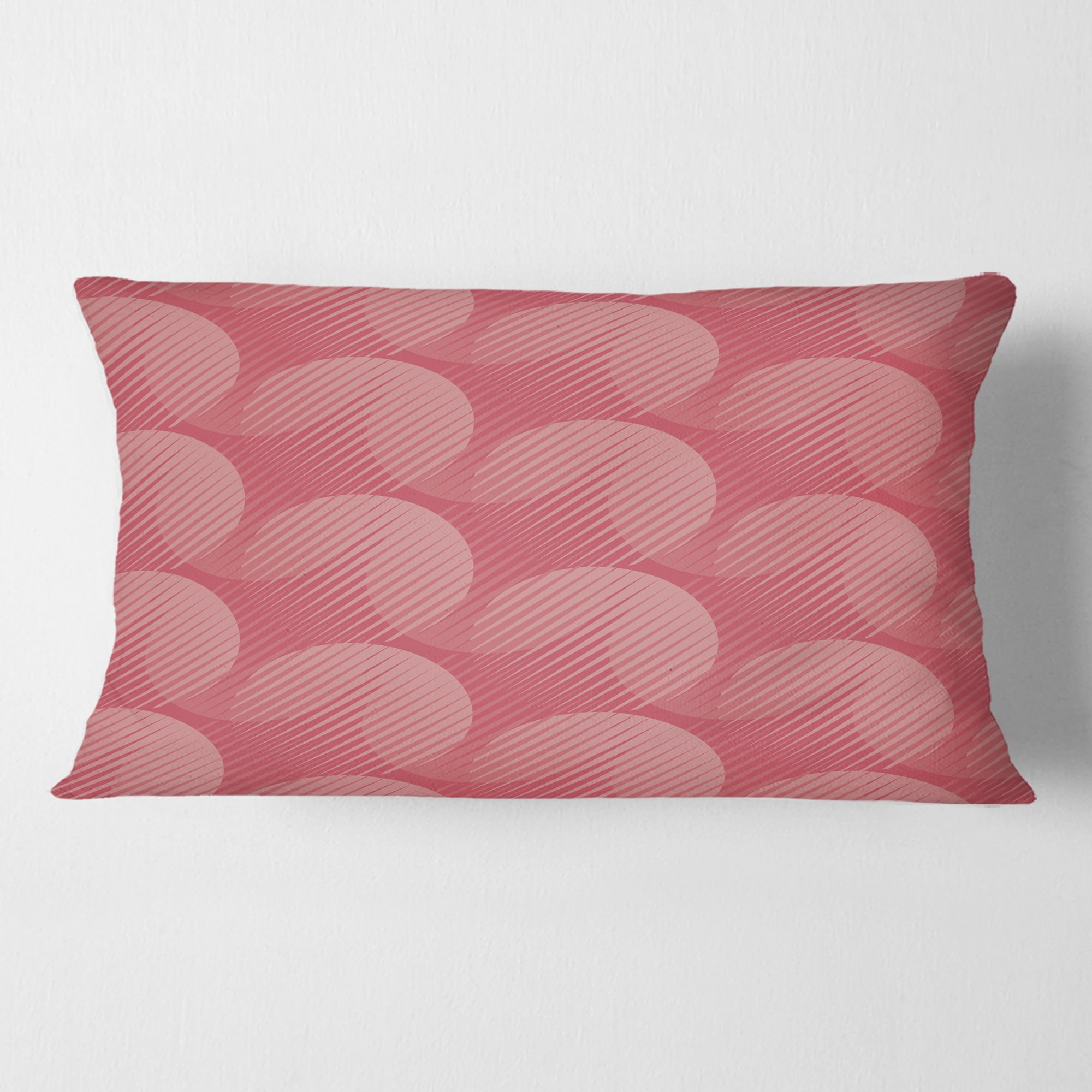 Designart Coral Round Geometrical ' Mid-Century Modern Throw Pillow - 12x20