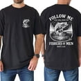 thumbnail image 5 of Unisex Christian T-Shirt, "Follow Me" Double-Sided Matt 4:19 Fishers of Men Bible Quote with Fisherman Graphic, Religious Streetwear Tee, Inspirational Gift for Believers, 5 of 7