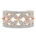 thumbnail image 2 of 3/4 ct. t.w Round Cut Lab Created Moissanite Diamond Double Row Floral Wedding Band Ring For Women In 10K Solid Rose Gold (G-H Color, VVS1 Clarity, 0.75 Cttw)-8.5, 2 of 7