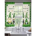 thumbnail image 2 of St. Patrick's Day Sheer Curtains 63 Inch Length 2 Panels Set Window Treatments, Gnomes Shamrock Gold Coin Green Plaid Rod Pocket Semi Curtains for Living Room/Bedroom/Kitchen Décor, 104"W x 63"L, 2 of 7