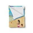 thumbnail image 2 of Sports Soft Flannel Fleece Throw Blanket, Beach Volleyball Little Kids Playing by the Sea Summer Baby Holiday Nursery, Cozy Plush for Indoor and Outdoor Use, 50" x 70", Multicolor, by Ambesonne, 2 of 5