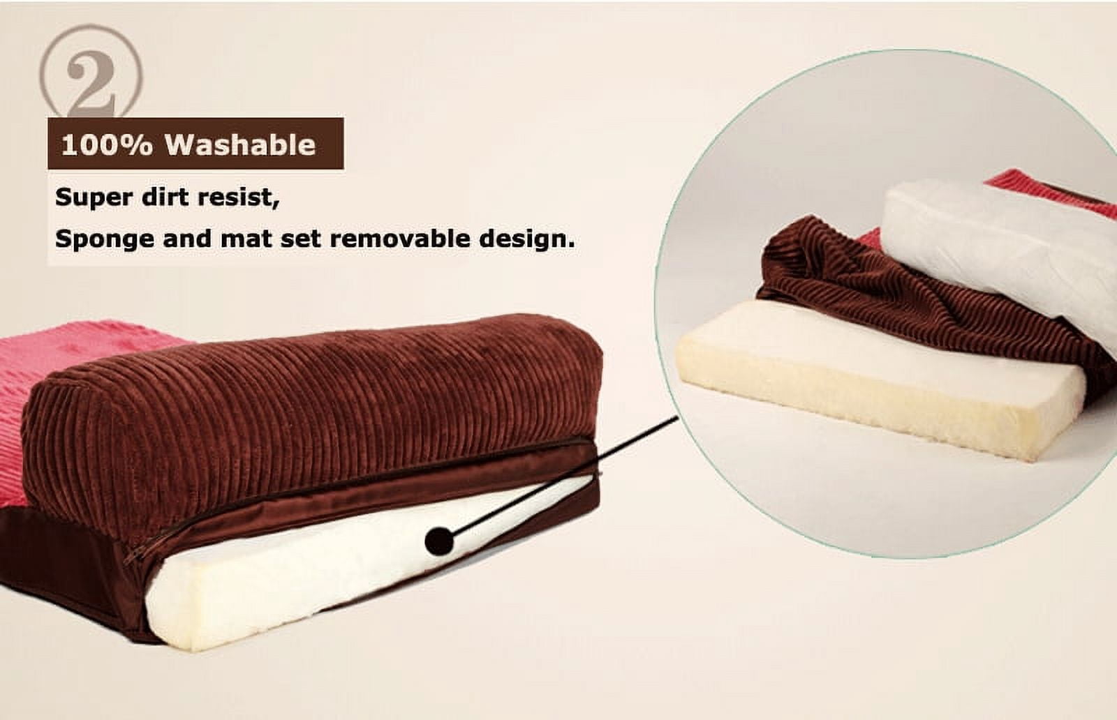 INTBUYING Brown Large Dog Bed with Headrest Edition High Density Thick Foam Pads Large 47.24"*35.4"