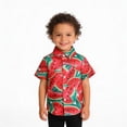 thumbnail image 2 of Byoo Toddler Boy Watermelon Print Short Sleeve Shirt Point Collar Button Up Casual Top Breathable Cute Beach Vacation Shirts, 2 of 5