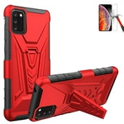 Phone Case for Alcatel TCL A3X / TCL-A3X Screen Protector / A600DL Case / Build-in Kickstand Case (Kickstand Red  Tempered Glass)