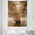 thumbnail image 1 of Nautical Tapestry, Lonely Ship Sailing in the Ocean with Weathered Grunge Effect Maritime Theme, Wall Hanging for Bedroom Living Room Dorm Decor, 60W X 80L Inches, Rust Umber Brown, by Ambesonne, 1 of 2