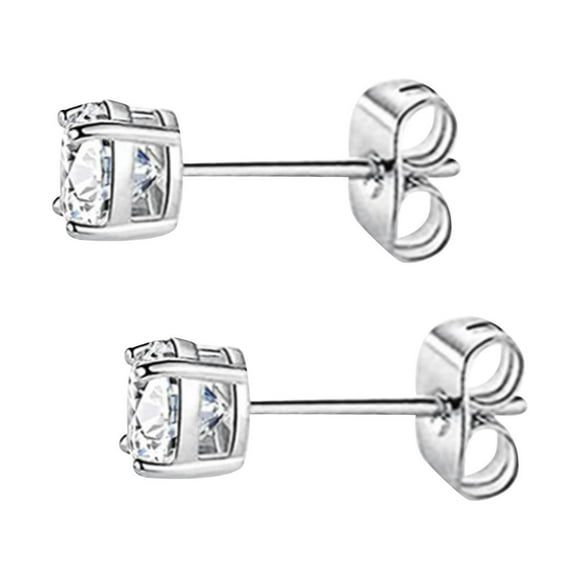 MKLEKYYGold Hoop Earrings Round Cut Solitaire Style Cubic Zirconia Earring Stud for Men and Women