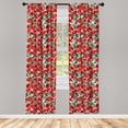 thumbnail image 3 of Ambesonne Poppy Flower Curtains, Garden Foliage Botany, Pair of 28"x63", Green Red White, 3 of 5