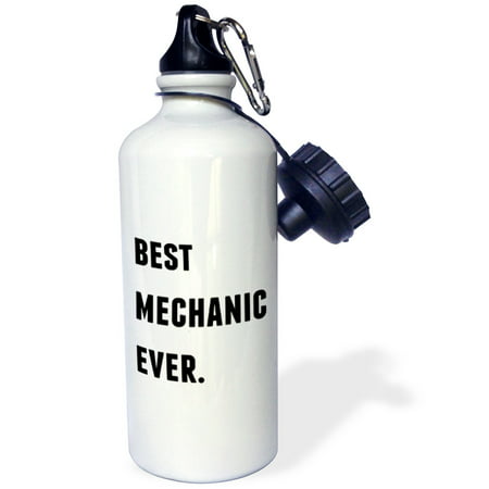 3dRose Best Mechanic Ever, Black Letters On A White Background, Sports Water Bottle,