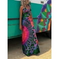 thumbnail image 2 of SUNSIOM Robe Longue Décontractée d'Été pour Femme, Imprimé Teinture sur Nœuds, Col en U, Sans Manches, Robe Mode à Dos Croisé, 2 of 6