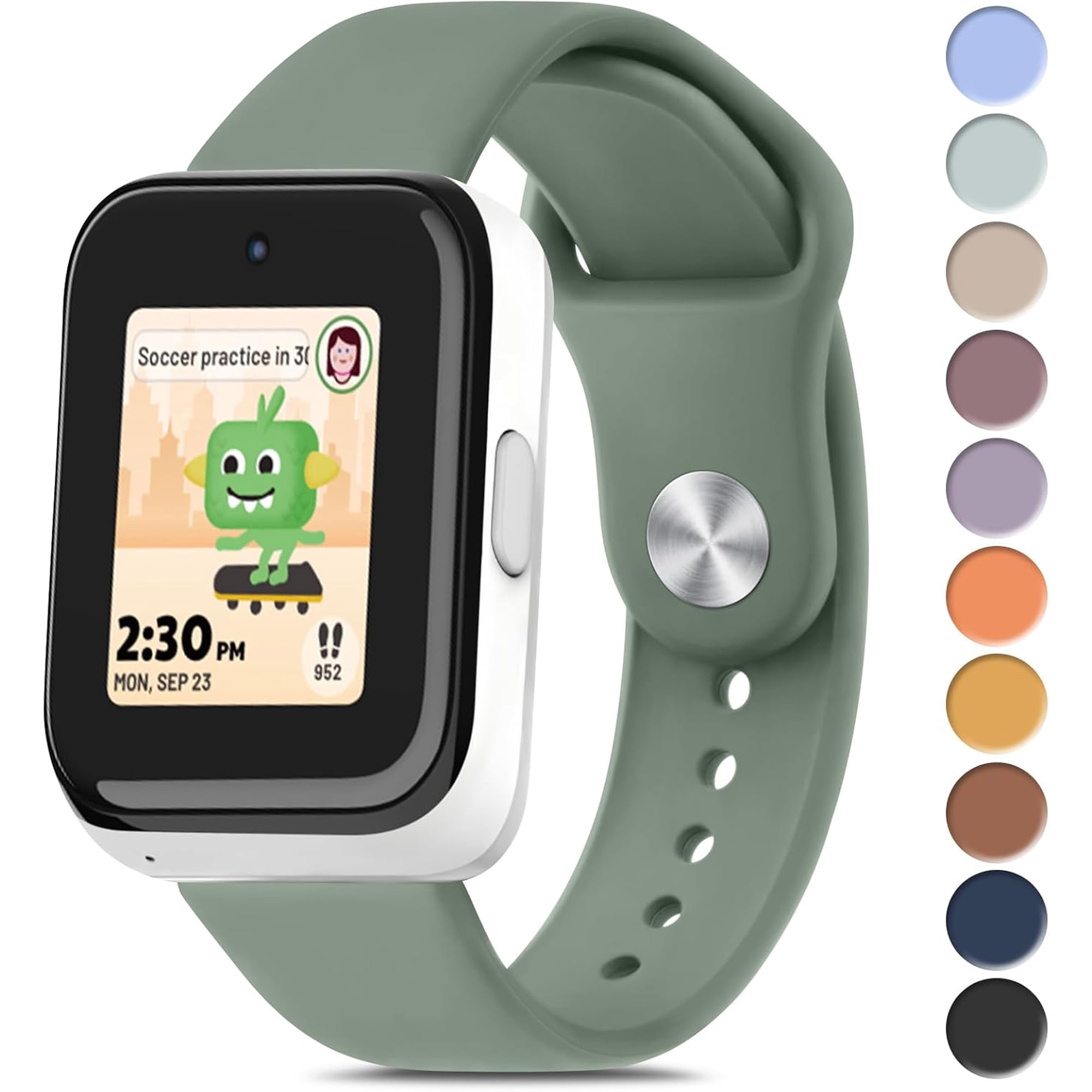 KOMI Silicone Band for T-Mobile SyncUP Kids Watch, Soft Waterproof SyncUP Kids Watch Band Sport Straps Replacement for Boys and Girls, Breathable & Washable Green