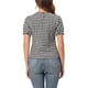 thumbnail image 3 of INSPIRAR CHIC Blusas de Cuello Redondo de Manga Corta con Volantes de Gingham Vintage para Mujeres 2XL Negro, 3 of 6