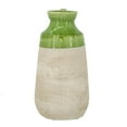 thumbnail image 3 of A&B Home Green and Ivory Two-Tone Ceramic Vase with Handle  6.1" x 5.7" x 11.8", 3 of 10