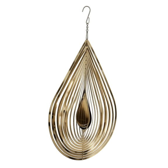 3D Stainless Steel Metal Wind Spinner, Kinetic Wind Chime for Outdoor Garden and Balcony, Reflective Hanging Ornament, Artistic Yard Decor Gift, Gold
