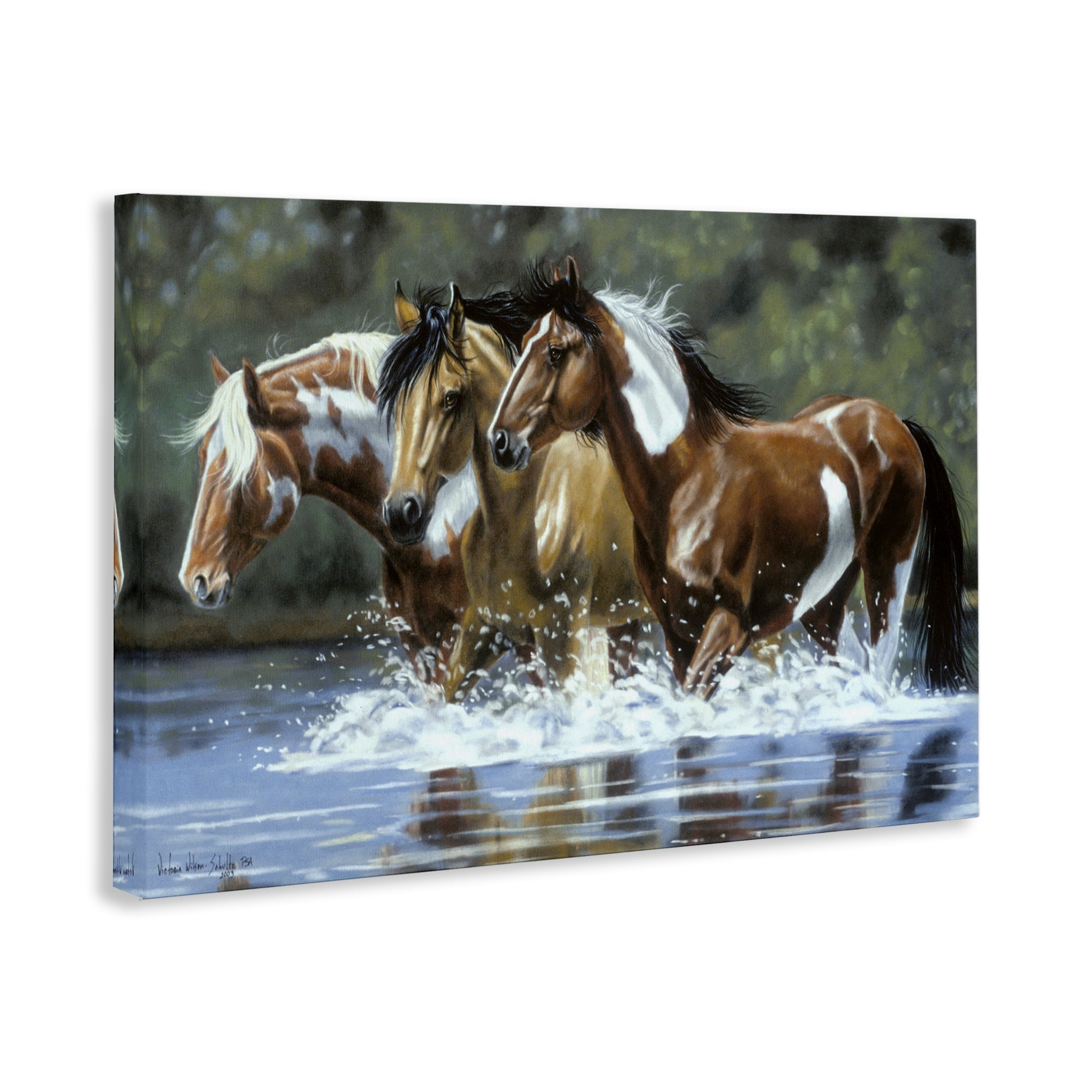 Stupell Industries Heading Upstream Horses Animals & Insects Painting Gallery Wrapped Canvas Art Print Wall Art, 36 x 24