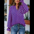 thumbnail image 4 of Blusa de Estilo Bohemio con Cuello en V y Mangas Largas, Estilo Floral, Informal, Holgada, de Verano, con Mangas Abullonadas para Mujer. Púrpura XXL, 4 of 6