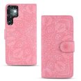 thumbnail image 2 of Feishell Flip Wallet Case for Samsung Galaxy S24 Ultra, Magnetic Clasp Folio Shockproof Embossed Pattern PU Leather Magnetic Clasp Folio Protective Phone Cover with Kickstand & Card Slots,Pink, 2 of 7