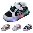 thumbnail image 4 of huajiao Toddler Girls Light Up Shoes Spring PU Leather Walking 𝗙lats 𝗧winkle Lightweight Casual Cute Running Sneakers, 4 of 8