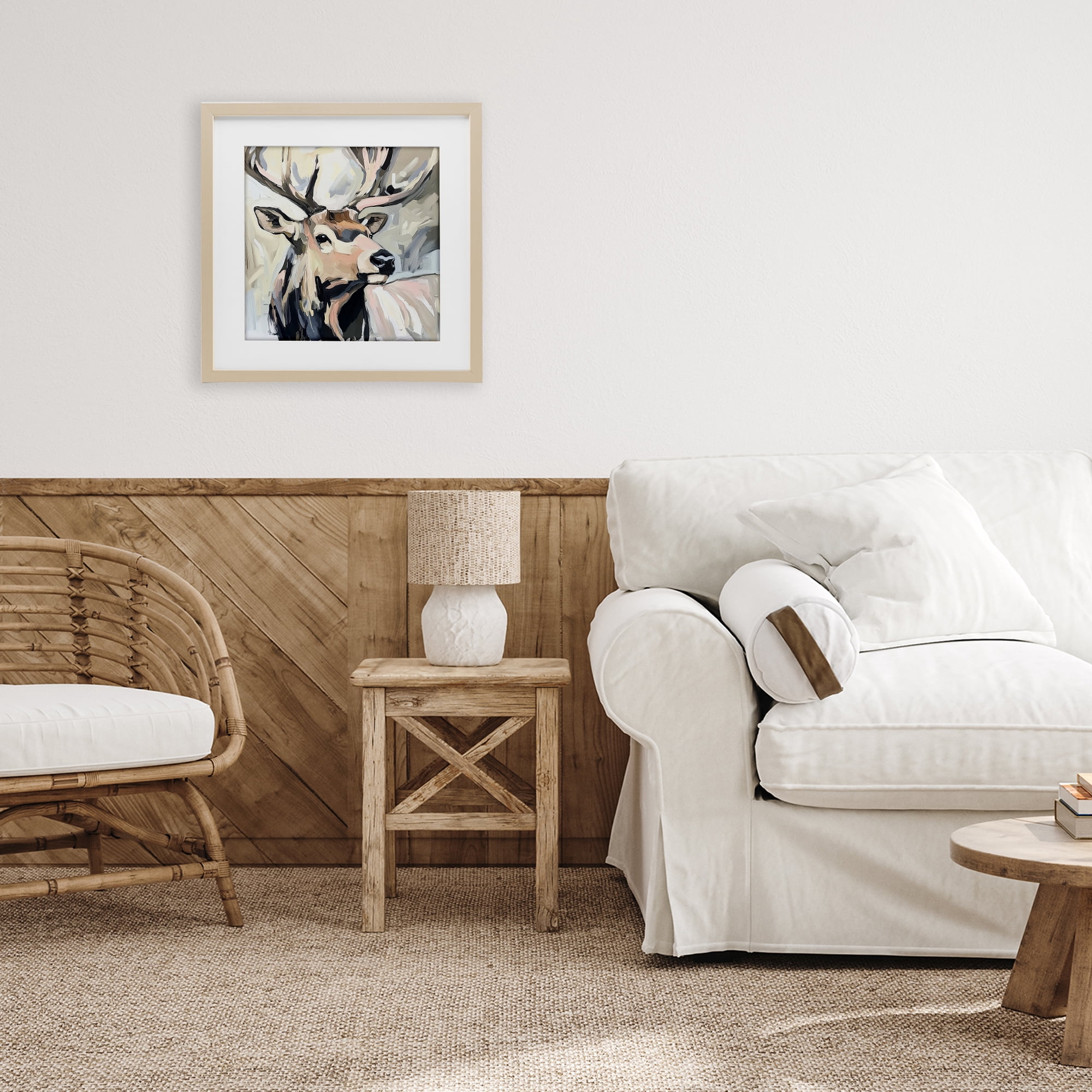 Stupell Industries Neutral Bull Elk Portrait Birch Framed Print Under Glass, design by Tina LeCour