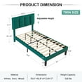 thumbnail image 7 of VECELO Twin Size Upholstered Platform Bed Frame with Adjustable Headboard, Wooden Slats Support, No Box Spring Needed/Easy Assembly, Dark Green, 7 of 7