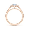 thumbnail image 2 of Angara Natural 0.88 Ct. Aquamarine with Diamond Halo Ring in 14K Rose Gold for Women (Ring Size: 11.5), 2 of 9