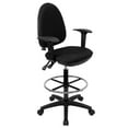 thumbnail image 2 of Flash Furniture Mid-Back Black Fabric Multifunction Ergonomic Drafting Chair with Adjustable Lumbar Support and Adjustable Arms, 2 of 4