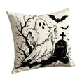 thumbnail image 2 of Halloween Throw Pillow Cover, Spooky Halloween Decor 18X18 Inch Linen Stain Resistant Ghost Bat Graveyard Pattern, for Halloween Home Decor Indoor, Halloween Living Room Decor,, 2 of 6