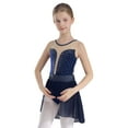 thumbnail image 2 of Haitryli Girls Ballet Dress Crystal Sparkly Lyrical Dance Costume Mesh Patchwork Figure Skating Dance Wear Navy Blue 14, 2 of 7