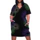 thumbnail image 1 of Vestido holgado con bolsillos para mujer traje con estampado de fuegos artificiales verde morado y dorado para graduación verano, 1 of 6