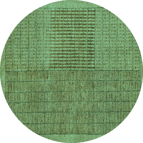 Ahgly Company Machine Washable Indoor Round Abstract Turquoise Blue Modern Area Rugs, 8' Round