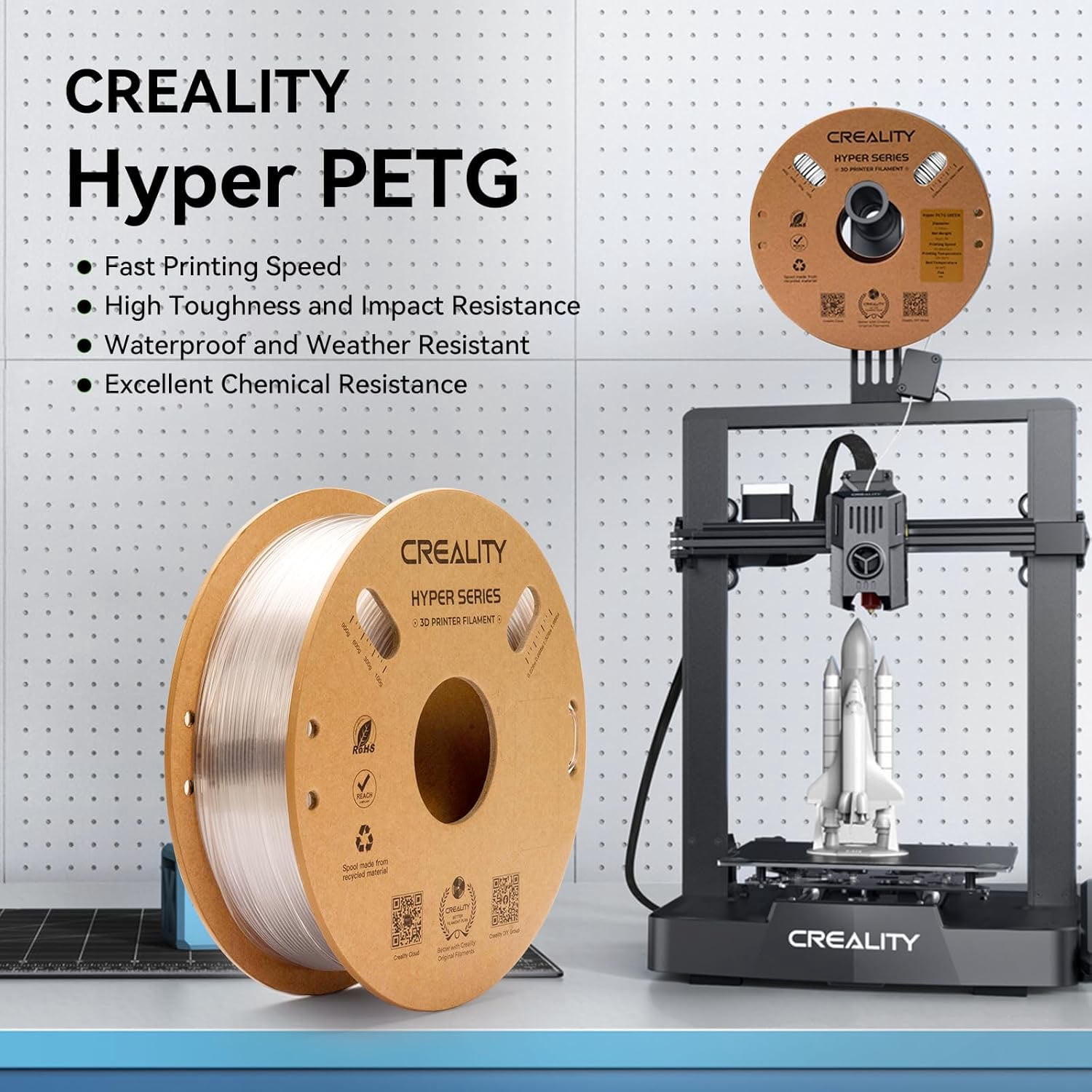Creality Yellow PETG Filament  1.75mm High-Speed 3D Filament for K1 Max 30-600mm/s Printing 1kg/2.2lbs Spool w Dimensional Accuracy +/- 0.03mm