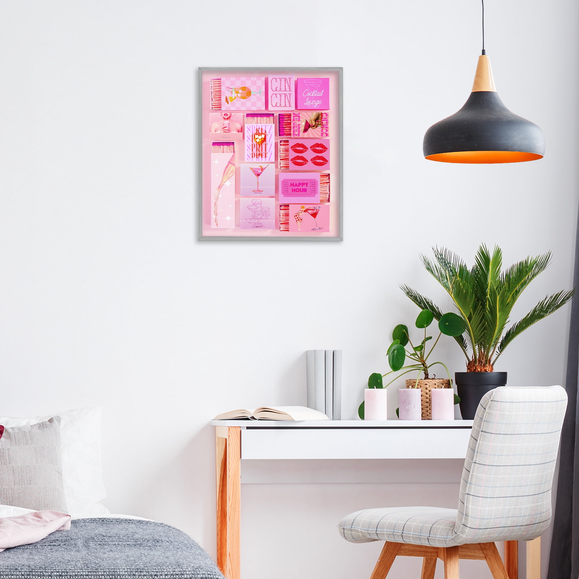 Feminine Glam Matches Gray Framed Giclee Art, design by Lil' Rue