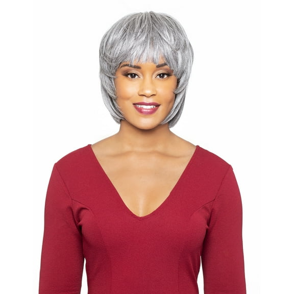 Foxy Silver (Evette) - Heat Resistant Fiber Full Wig in JET BLACK
