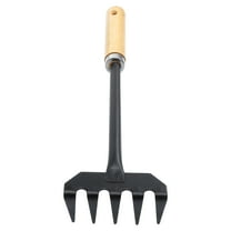Soimiss Durable Black Garden Rake Hand Cultivator for Gardening Soil Aerating and Weeding with Comfortable Grip