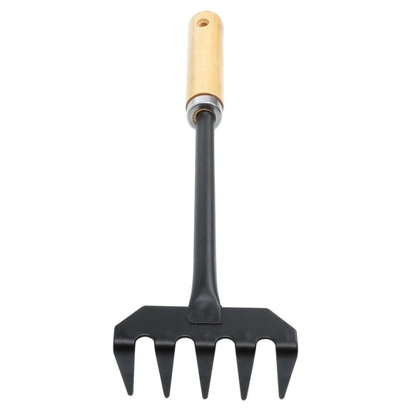 Soimiss Durable Black Garden Rake Hand Cultivator for Gardening Soil Aerating and Weeding with Comfortable Grip